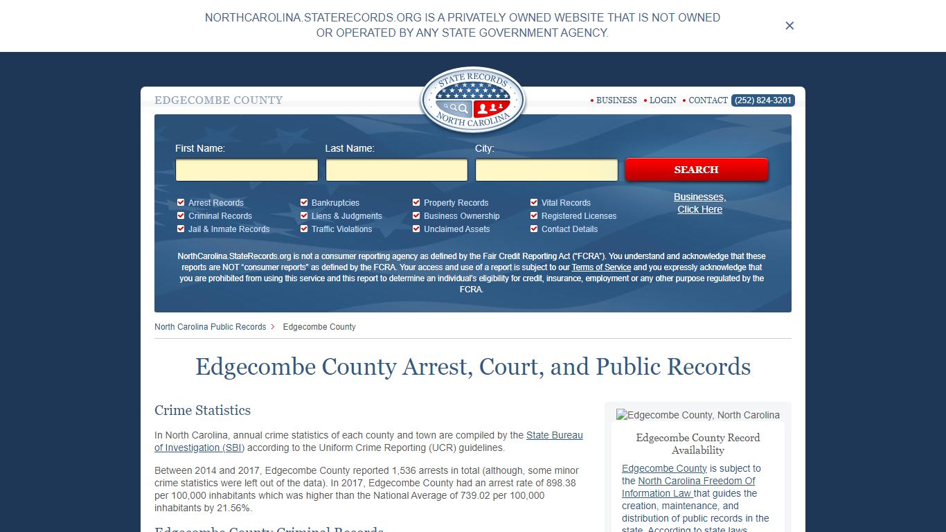 Edgecombe County Arrest, Court, and Public Records